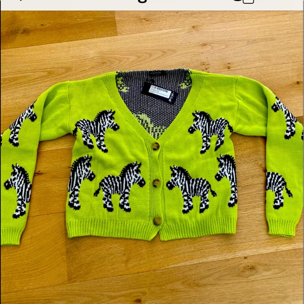 Nasty Gal Sweater Knit Pajamas Lime Green Zebra NWT Neon